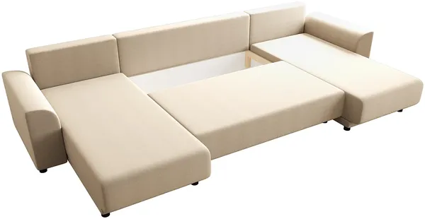 Vente-unique - NESSARO Sofa Stoff Beige - B 149 cm x H 80 cm x L 311 cm Bild 5