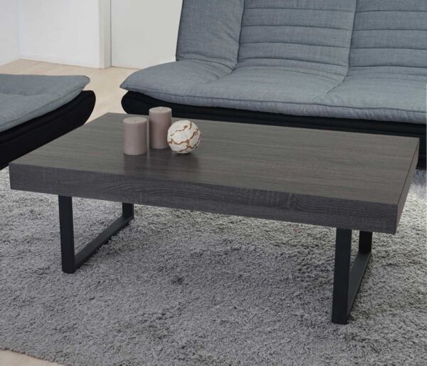 Mendler 'Kos T576' Couchtisch, FSC-zertifiziert, dunkle Metall-Füße, Schwarze Eiche-Optik, 40 x 110 x 60 cm
