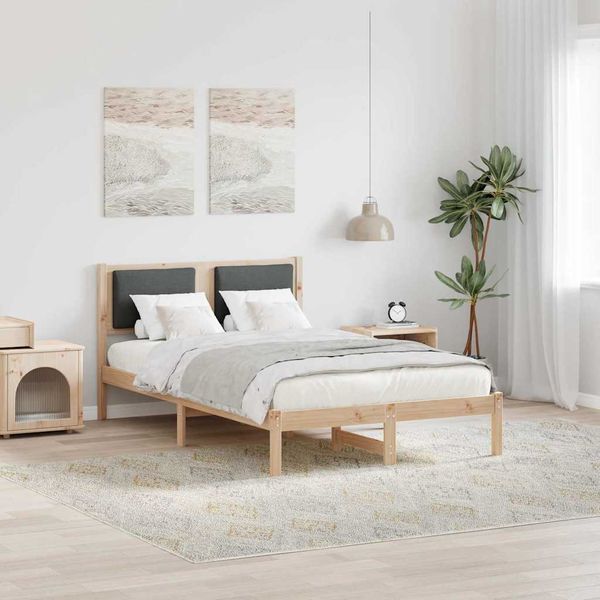 vidaXL Bettrahmen Dunkelgrau 120 x 190 cm Massives Kiefernholz 878135