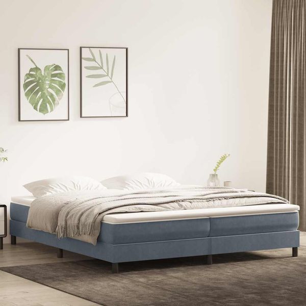 vidaXL Boxspringbett mit Matratze Dunkelgrau 180x220 cm Samt 3315982