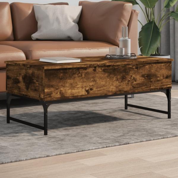 vidaXL Couchtisch Räuchereiche 100x50x40 cm Holzwerkstoff und Metall 845378