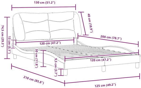 vidaXL Bettgestell ohne Matratze "Hvar" Dunkelgrau 120x200 cm Stoff 3207759 Bild 12