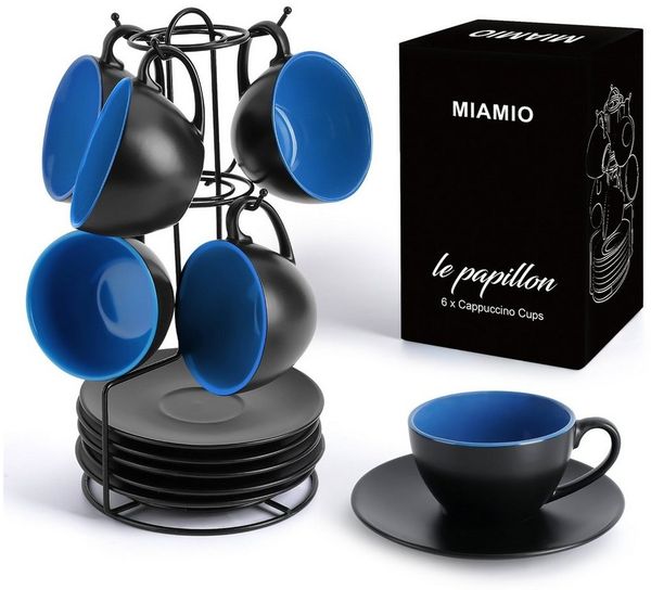 MiaMio Cappuccinotasse 6 x 175ml Cappuccino Tassen / Cappuccinotassen Set Innen Farbig