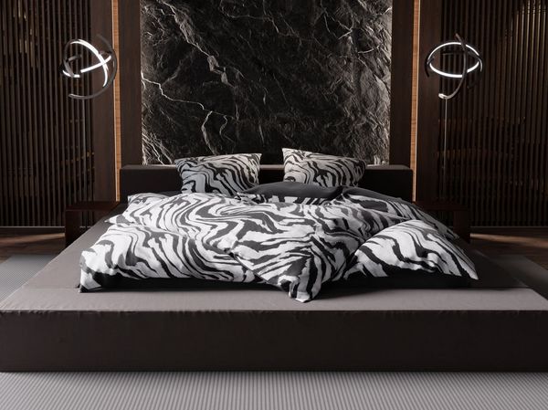 Moderne Mako Satin Wende Bettwäsche Zebra Muster schwarz weiß 155x200 + 80x80