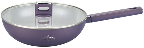 Wok-Pfanne mit Glasdeckel Ø30 Antihaft Induktion Swiss Haus SH-SCW30T