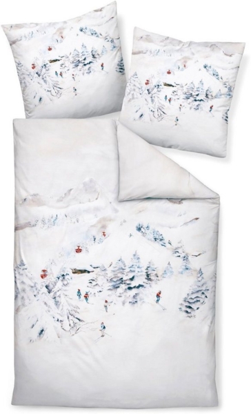 Janine Bettwäsche Mako-Satin 42114, Mako-Satin, Winterbettwäsche, Ski, Winterurlaub