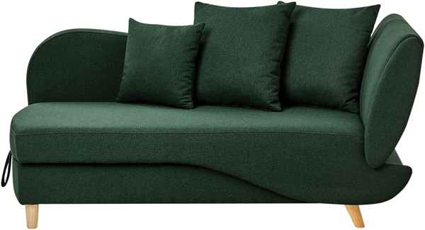 Chaiselongue Leinenoptik grün mit Bettkasten rechtsseitig MERI II