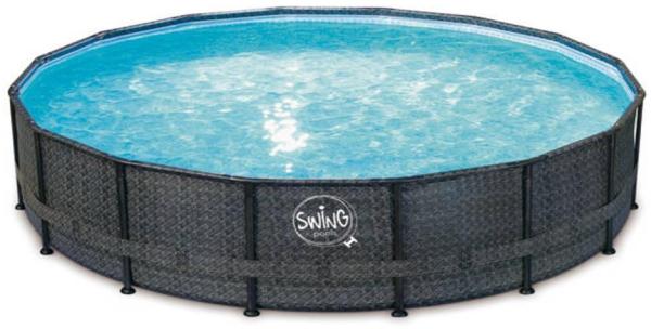 Frame Pool ELITE WICKER Swing Aufstellpool - rund - 4,27 x 1,07 m - Herringbone