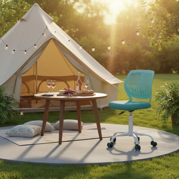 FurnitureR Campingstuhl ergonomisch, höhenverstellbarer Drehstuhl, Netzrückenlehne, 38x40 cm Sitz, 32cm Rückenlehne, Metallfuß, 130kg Tragkraft, Grün