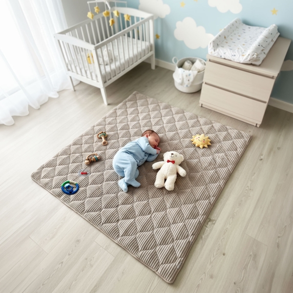 Sanosoft® Soft-Cord Krabbeldecke - rutsch- & wasserfest - Öko Tex & Made in Germany Natur 130x150cm Bild 10