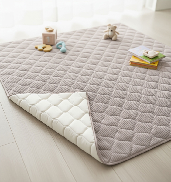 Sanosoft® Soft-Cord Krabbeldecke - rutsch- & wasserfest - Öko Tex & Made in Germany Natur 130x150cm Bild 6