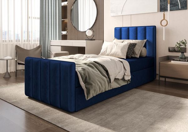 B&B Home 'Adelle V' Boxspringbett mit Bettkasten, Samt, Königsblau, 80x200 cm