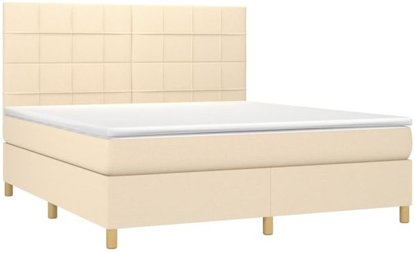 vidaXL Boxspringbett mit Matratze & LED Creme 160x200 cm Stoff 3135450 Bild 3