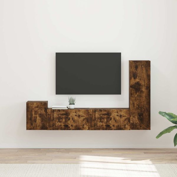 vidaXL TV-Schrankset 4 pcs Geräucherte Eiche Holzwerkstoff 3409002