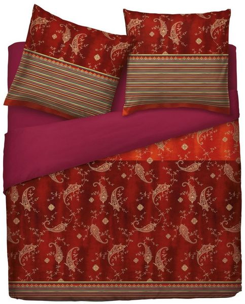 Bassetti Bettwäsche Bassetti Mako Satin Bettwäsche Gradara Rot 140x200 + 70x90 cm, Mako Satin, Wendeoptik
