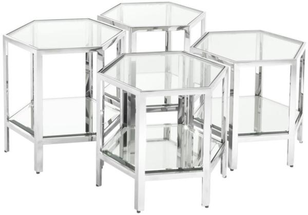 Casa Padrino Luxus Couchtisch 4er Set Silber - Designer Wohnzimmertisch