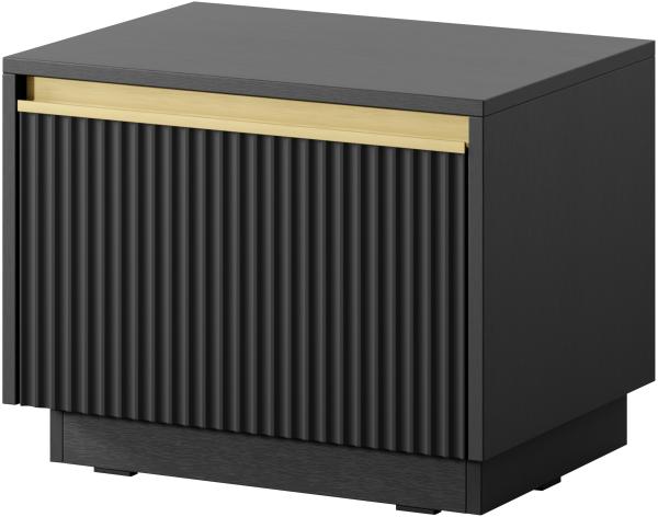 Nachttisch Rumbed S54 mit Schublade (Farbe: Schwarz / Schwarz + Gold Anoda)