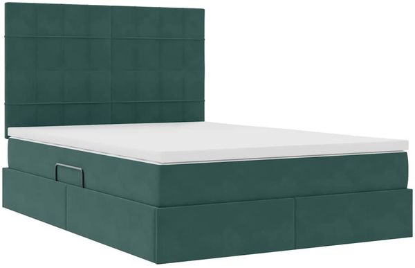 vidaXL Aufbewahrungsbett mit Matratze Dunkelgrün 140 x 200 cm Samt 3372036 Bild 5