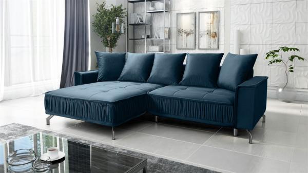 Ecksofa Schlafsofa Sofa FLORENCE Stoff Element Dunkelblau Ottomane Links