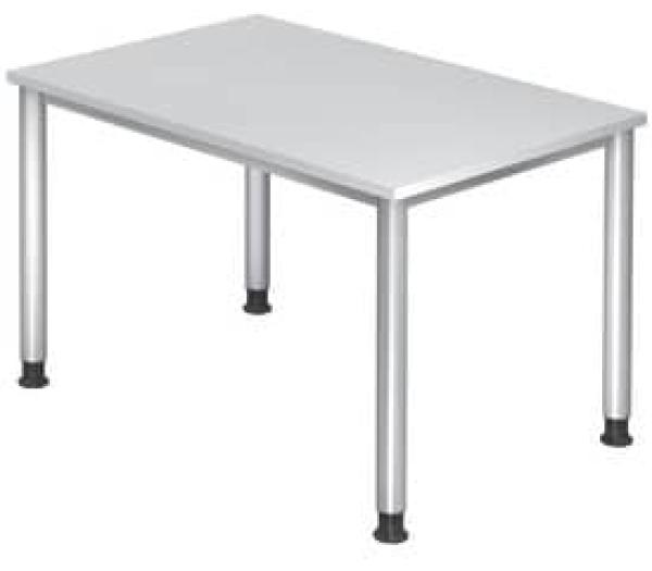 Schreibtisch HS12 4-Fuß rund 120x80cm Weiß Gestellfarbe: Silber