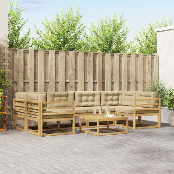vidaXL Outdoor-Sofagarnitur mit Kissen 5 pcs Weiß und Beige 3386117