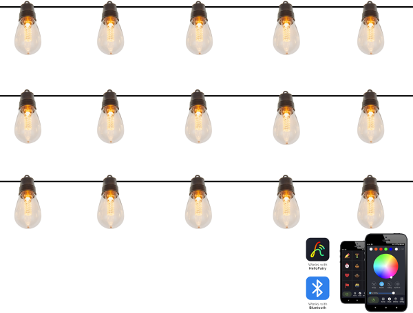 Smart LED Gartengirlande 15 Lichter warm-weiß mit App-Steuerung 1250 cm ITILLEQ