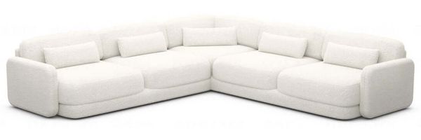 Ecksofa Valencia L-Form Stoff - Boucléstoff - Weiß