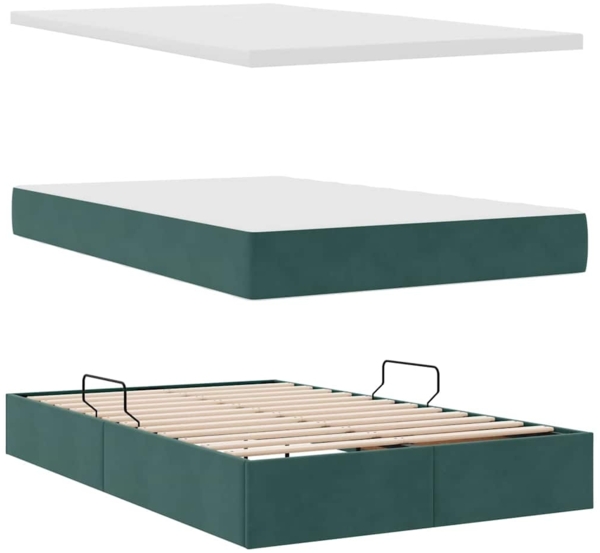 vidaXL Bett mit Stauraum und LED Dunkelgrün 120 x 200 cm Samt 3372660 Bild 8