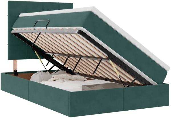 vidaXL Bett mit Stauraum und LED Dunkelgrün 120 x 200 cm Samt 3372660 Bild 1