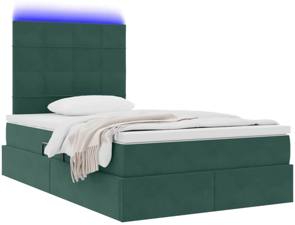 vidaXL Bett mit Stauraum und LED Dunkelgrün 120 x 200 cm Samt 3372660 Bild 2