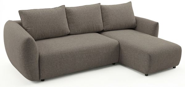Selsey 'Zordo' - L-Form Eckschlafsofa mit zwei Bettkästen, hellbrauner Chenille rechts