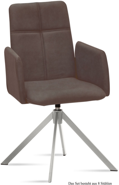Armlehnstuhl drehbar (8er-Set) Drinka 52x92x60 Edelstahl/Braun