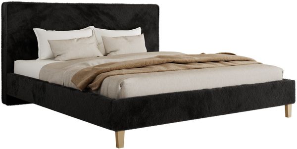 Design Polsterbett LUMARO CLASSIC 160 x 200 cm mit Lattenrost & 12cm hohen Füßen, Doppelbett mit Kopfteil, Konfigurierbar - Schwarz Plüsch Bild 4