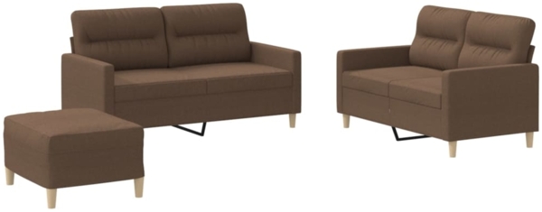 vidaXL 3-tlg. Sofagarnitur mit Kissen Braun Stoff 3201579