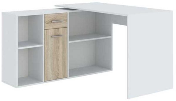 Eckschreibtisch Schreibtisch Diego 120x122x75cm weiß Sonoma Eiche