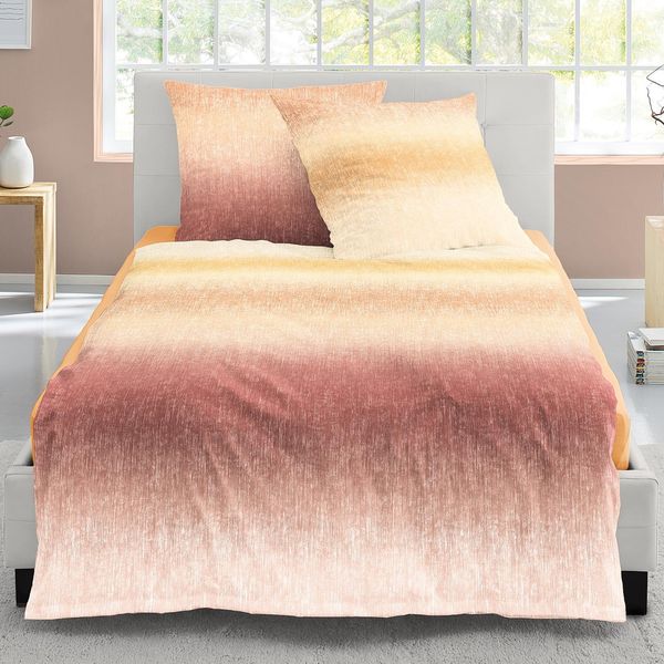 Irisette Biber Bettwäsche Koala 8205-50 Streifen kupfer orange 135x200