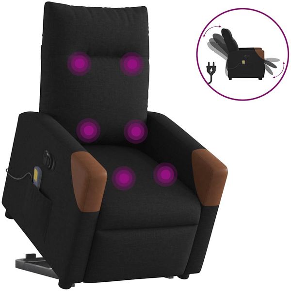 vidaXL Elektrischer Massagesessel mit Aufstehhilfe Schwarz Stoff 3324032