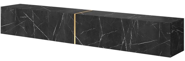 Selsey 'Bisira' TV-Hängeboard, schwarze Marmoroptik / Gold, ca. 30 x 200 x 32 cm