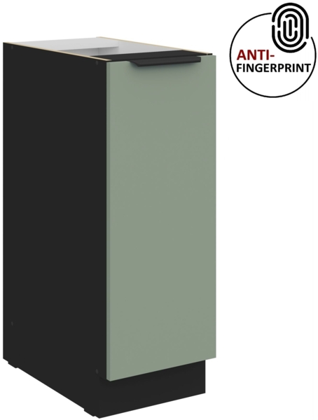 Küchen Unterschrank Schrankauszug 30 cm Küche ARIA Aquamarin ultra matt + Schwarz matt, hochwertige Fronten mit Anti Fingerprint Beschichtung Küchenzeile Küchenblock