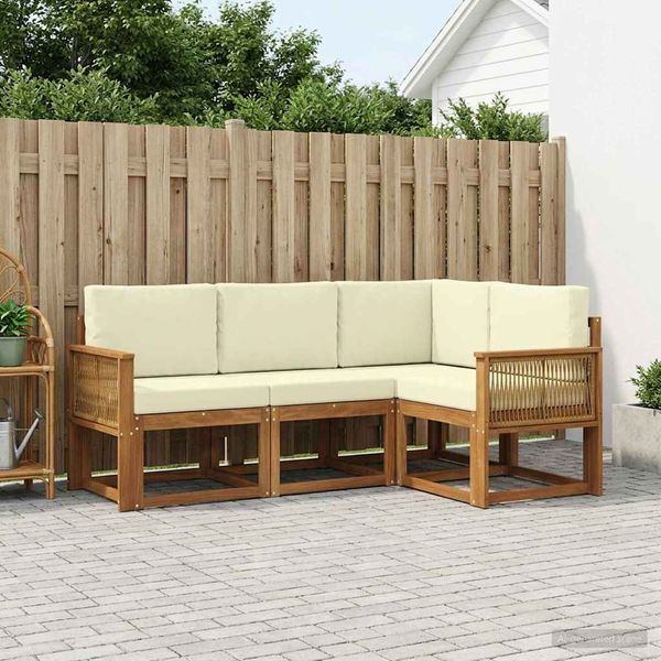 vidaXL Outdoor-Sofagarnitur 4 pcs Natur und Creme Polyester 3385176