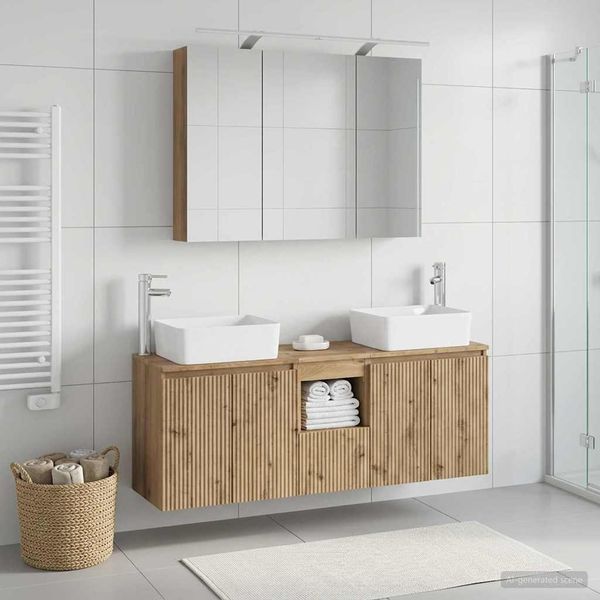 vidaXL Badezimmerschrank-Set 4 pcs Artisan-Eiche Holzwerkstoff 3406422