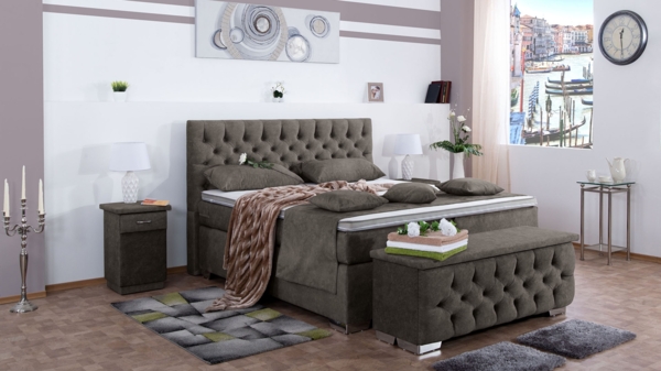 Meisterbetten Boxspringbett Acon 100x200 in DS-Anthracite, Matratzenbezug Nano, Ergoflex-Topper