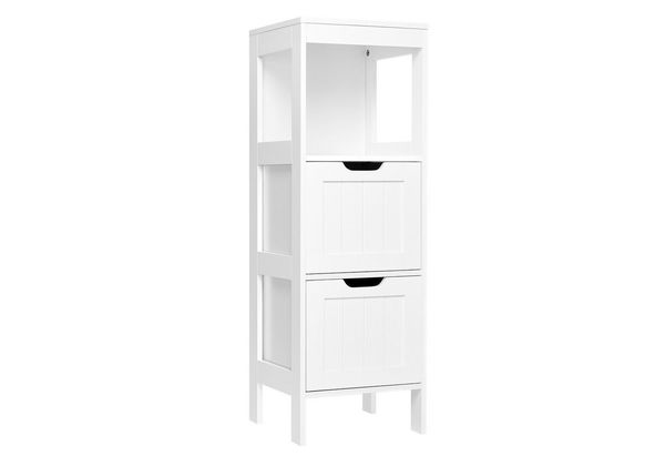 Mondeer Badkommode Badezimmerschrank, Aufbewahrungsschrank, 30x30x89cm, weiß