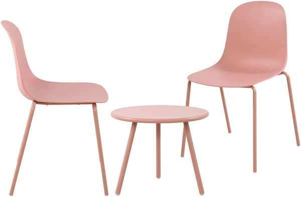 CLP 2er Sitzgruppe Berdin Set 1 Tisch 2 Stapelstühle wetterfest UV-beständig,pink