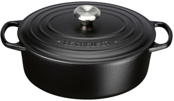 Le Creuset Bräter 'Signature' , Gusseisen , Oval, für alle Herdarten und Induktion geeignet, Schwarz, 31,0 cm