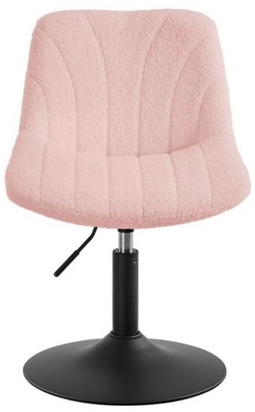 VASAGLE Schminkstuhl, Stizhocker, 65,5-77,5 cm höhenverstellbar, Barhocker, drehbar, Teddy-Fleece-Bezug, rosa