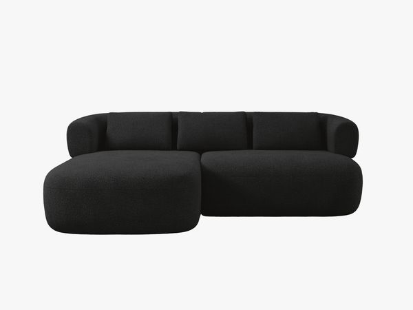 Micadoni 5-Sitzer Ecksofa Jenny Kleine Version Links Boucle Now or Never Schwarz