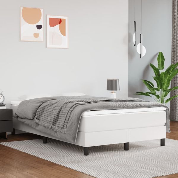vidaXL Polsterbett mit Matratze Weiß 120x200 cm Kunstleder