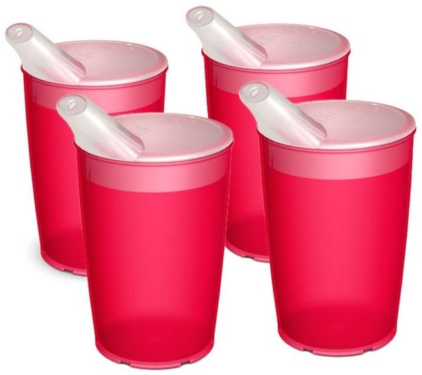 Ornamin Schnabelbecher Pflegebecher mit Schnabelaufsatz/Trinkaufsatz, 4-tlg, Kunststoff, Trinkhilfe l Alltagshilfe l BPA-frei l bruchstabil l Made in Germany