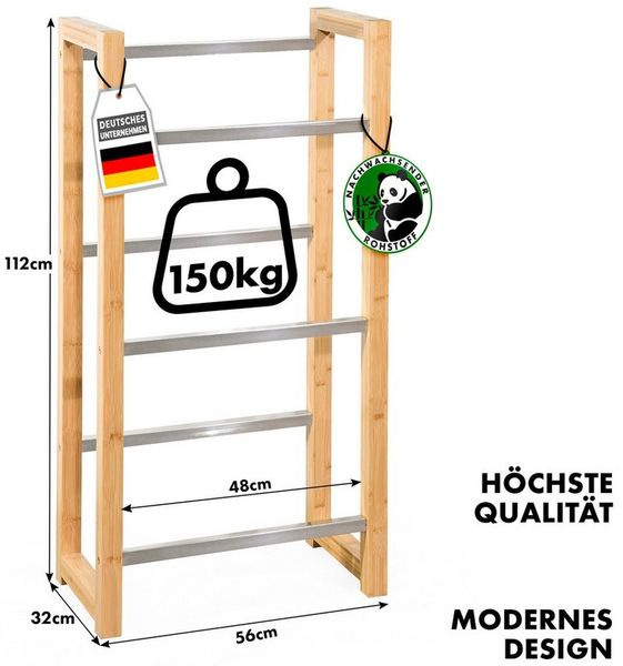 Kubus Kastenständer Getränkekistenregal Bambus Arrow, Robustes Lagerregal, In 2 Größen erhältlich